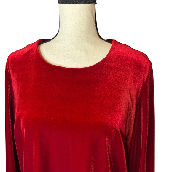 Red Velvet‎ Long Sleeve Top Womens Blouse Elegant Comfortable Holiday - Picture 2 of 13